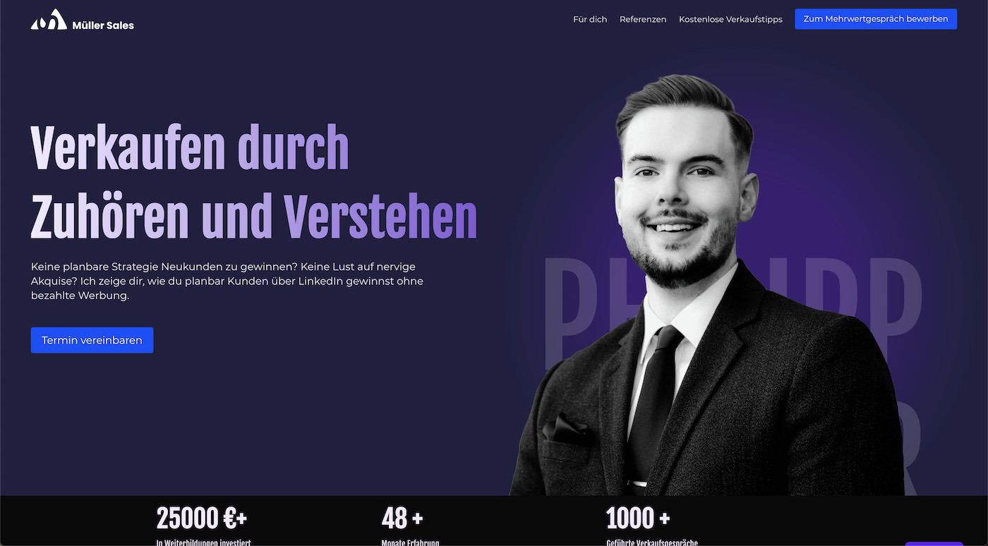Müller Sales Webseite Screenshot