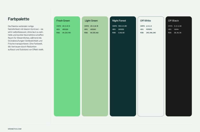Farbpalette, Fresh Green, Night Forest …