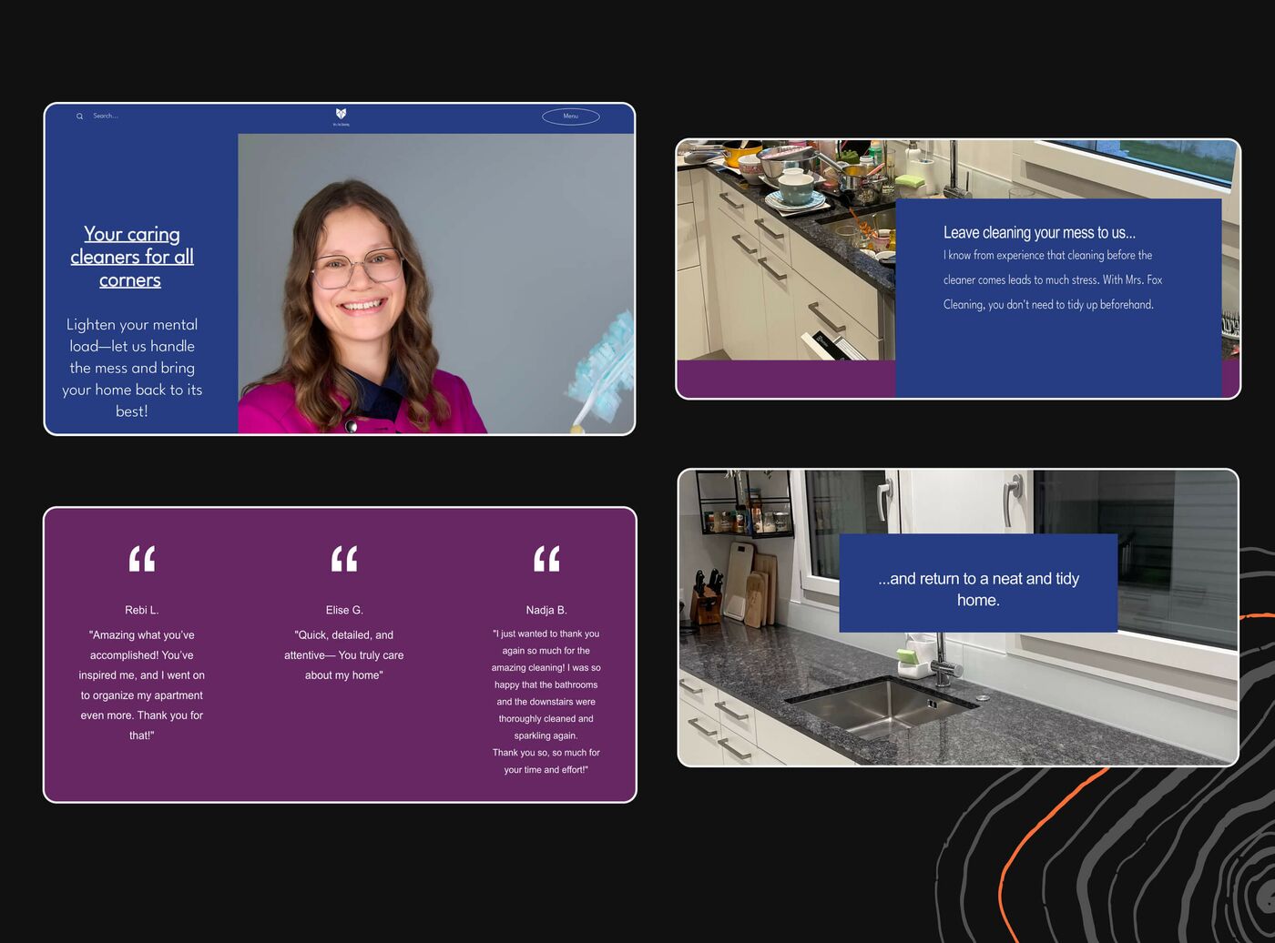 Die alte Website von Mrs. Fox Cleaning
